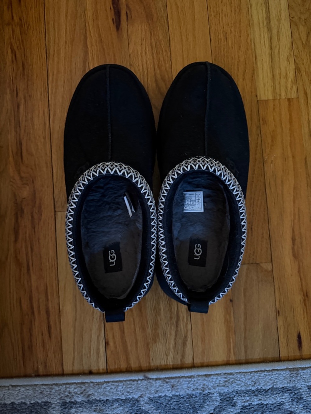 UGG Black Slip-On Platform Faux-Fur Lined Mules with Decorative Trim